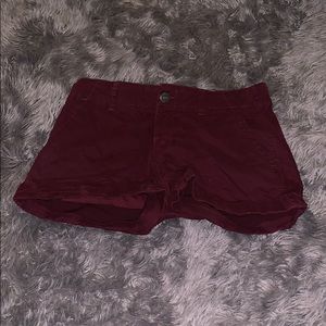 Burgundy jean shorts
